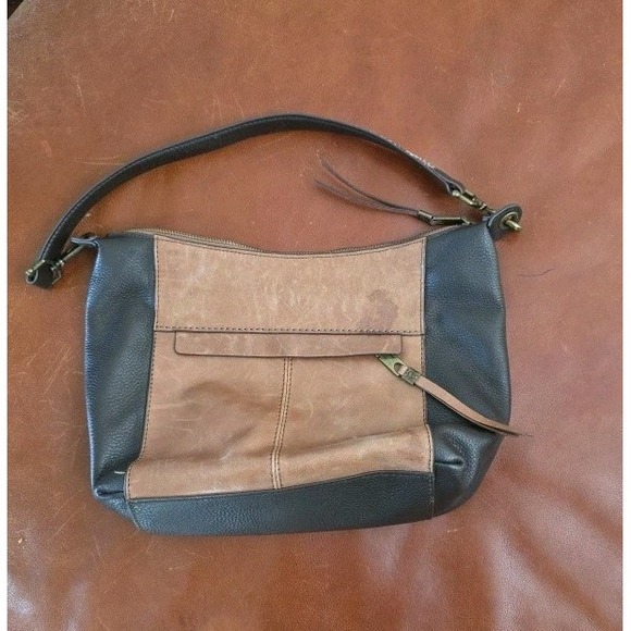 The Sak Indio Two Tone Brown Leather‎  Alameda Purse Snake Skin Pattern Strap - Picture 2 of 12